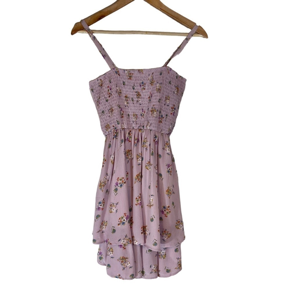 French Grey Smocked Floral Sundress NWOT - Picture 6 of 10
